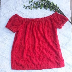 ModCloth Red Off the Shoulder Top